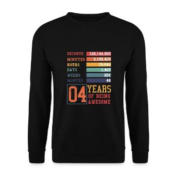 4 years old! Birthday gift for 4th birthday - Unisex Sweatshirt - black - Front - Alina (178cm) & Michal (187cm)