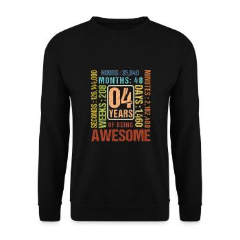 4 years old! Birthday gift for 4th birthday - Unisex Sweatshirt - black - Front - Alina (178cm) & Michal (187cm)