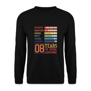 8 Jahre alt! Geburtstagsgeschenk für 8. Geburtstag - Unisex Pullover - Schwarz - Vorne - Alina (178cm) & Michal (187cm)