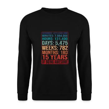 15 Jahre alt! Geburtstagsgeschenk 15. Geburtstag - Unisex Pullover - Schwarz - Vorne - Alina (178cm) & Michal (187cm)