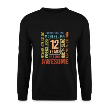 12 ans ! Cadeau d’anniversaire 12e anniversaire - Sweat-shirt Unisexe - noir - Devant - Alina (178cm) & Michal (187cm)
