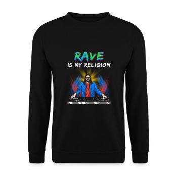 Rave Techno House Party EDM Festival Goa Electro - Unisex Pullover - Schwarz - Vorne - Alina (178cm) & Michal (187cm)
