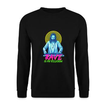 Rave, Techno, House, Party, EDM, Festival, Goa, Electro - Sweat-shirt Unisexe - noir - Devant - Alina (178cm) & Michal (187cm)