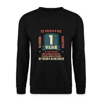 Tenue d’anniversaire pour 1 an ! 1er anniversaire - Sweat-shirt Unisexe - noir - Devant - Alina (178cm) & Michal (187cm)