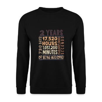 2 ans ! Cadeau d’anniversaire pour les 2 ans - Sweat-shirt Unisexe - noir - Devant - Alina (178cm) & Michal (187cm)