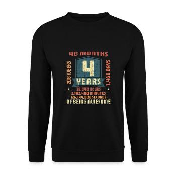 4 years old! Birthday gift for 4th birthday - Unisex Sweatshirt - black - Front - Alina (178cm) & Michal (187cm)