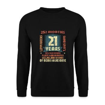 21 Jahre alt! Geburtstagsgeschenk 21. Geburtstag - Unisex Pullover - Schwarz - Vorne - Alina (178cm) & Michal (187cm)