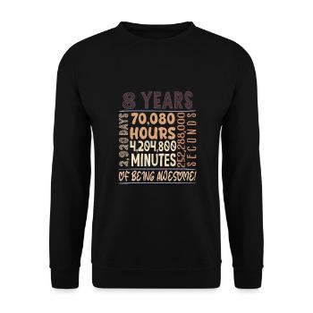 8 Jahre alt! Geburtstagsgeschenk für 8. Geburtstag - Unisex Pullover - Schwarz - Vorne - Alina (178cm) & Michal (187cm)