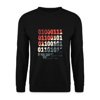 IT Geek, PC Accessories Storage Devices Evolution - Unisex Sweatshirt - black - Front - Alina (178cm) & Michal (187cm)