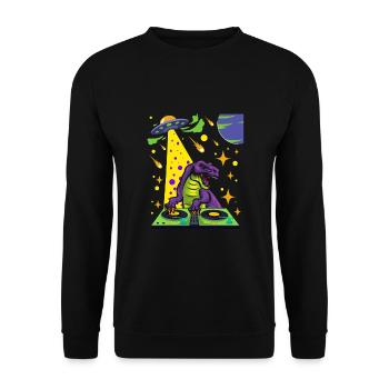 Dinosaurier Mit Retro Vintage Nerd Geek Dino T-Rex - Unisex Pullover - Schwarz - Vorne - Alina (178cm) & Michal (187cm)