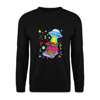 Dinosaurier Mit Retro Vintage Nerd Geek Dino T-Rex - Unisex Pullover - Schwarz - Vorne - Alina (178cm) & Michal (187cm)