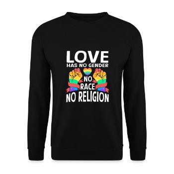 Contre le racisme ! Pour la politique, les droits de l’homme, l’amour - Sweat-shirt Unisexe - noir - Devant - Alina (178cm) & Michal (187cm)