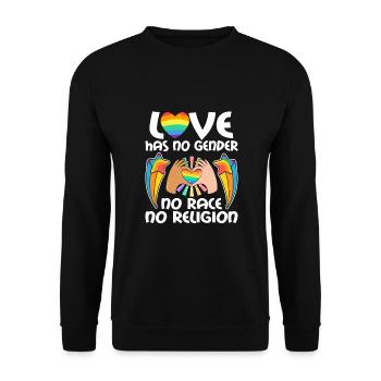 Love, Statement für Liebe, Gleichberechtigung und - Unisex Pullover - Schwarz - Vorne - Alina (178cm) & Michal (187cm)