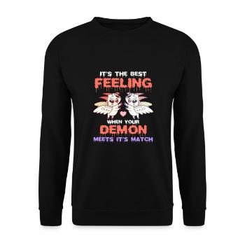 Wenn Ihr Dämon Sein Match Trifft! Lustiger Dämon - Unisex Pullover - Schwarz - Vorne - Alina (178cm) & Michal (187cm)