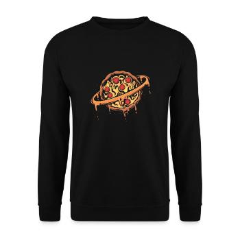 Funny space planet lovers, pizza chef - Unisex Sweatshirt - black - Front - Alina (178cm) & Michal (187cm)