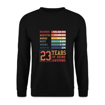 23 Jahre alt! Geburtstagsgeschenk 23. Geburtstag - Unisex Pullover - Schwarz - Vorne - Alina (178cm) & Michal (187cm)