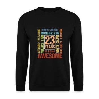 23 Jahre alt! Geburtstagsgeschenk 23. Geburtstag - Unisex Pullover - Schwarz - Vorne - Alina (178cm) & Michal (187cm)
