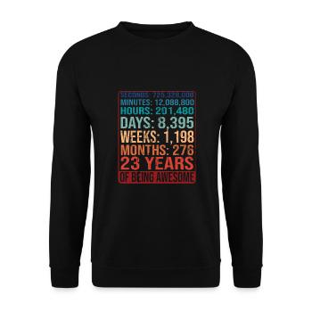 23 Jahre alt! Geburtstagsgeschenk 23. Geburtstag - Unisex Pullover - Schwarz - Vorne - Alina (178cm) & Michal (187cm)