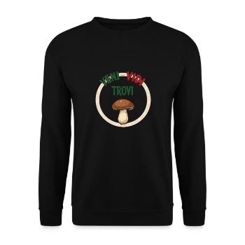 Outfit for mushroom picker with mountains porcini mushroom mushroom - Unisex Sweatshirt - black - Front - Alina (178cm) & Michal (187cm)