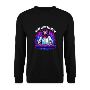 Rave Techno House Party EDM Festival Goa Electro - Unisex Pullover - Schwarz - Vorne - Alina (178cm) & Michal (187cm)