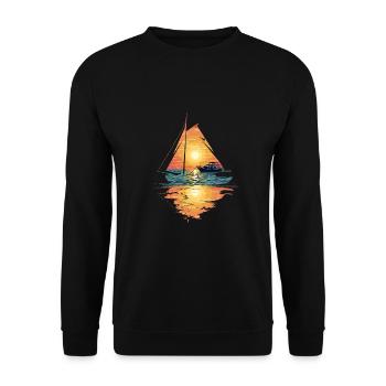 Sailboat Sunset: Freedom by the Sea - Unisex Sweatshirt - black - Front - Alina (178cm) & Michal (187cm)