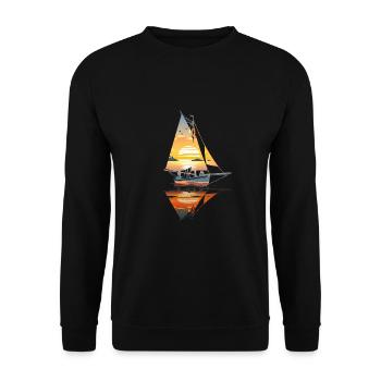 Sailboat Sunset: Freedom by the Sea - Unisex Sweatshirt - black - Front - Alina (178cm) & Michal (187cm)