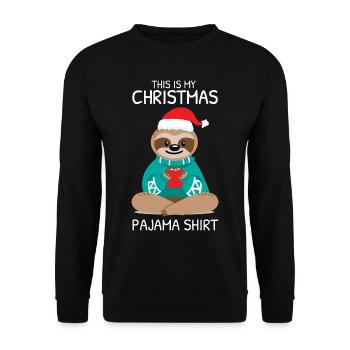 Christmas Pajama Sloth - Unisex Sweatshirt - black - Front - Alina (178cm) & Michal (187cm)