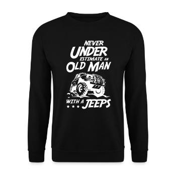 Ne sous-estimez jamais un vieil homme avec des jeeps - Sweat-shirt Unisexe - noir - Devant - Alina (178cm) & Michal (187cm)