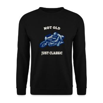JE NE SUIS PAS VIEUX, JE SUIS UN CLASSIQUE – MOTO CLASSIQUE - Sweat-shirt Unisexe - noir - Devant - Alina (178cm) & Michal (187cm)
