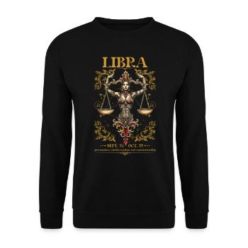 Libra Zodiac Sign - Balanced and Harmonious Design - Unisex Sweatshirt - black - Front - Alina (178cm) & Michal (187cm)