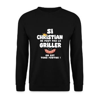 Christian roi barbecue cadeau Christian fêtes - Sweat-shirt Unisexe - noir - Devant - Alina (178cm) & Michal (187cm)