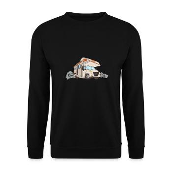 Vintage RV Camper van Illustration | Motorhome - Sweat-shirt Unisexe - noir - Devant - Alina (178cm) & Michal (187cm)