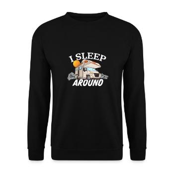 Ich schlafe herum | Lustiges RV & Wohnmobilbesitzergeschenk - Unisex Pullover - Schwarz - Vorne - Alina (178cm) & Michal (187cm)
