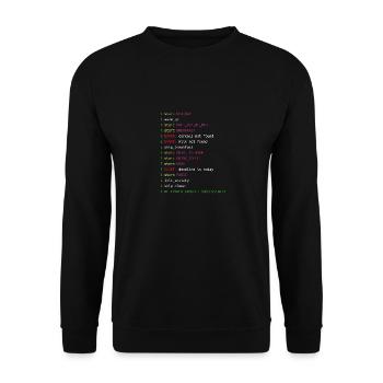 Journée dans la vie d'un programmeur | Coding Geek Gift - Sweat-shirt Unisexe - noir - Devant - Alina (178cm) & Michal (187cm)