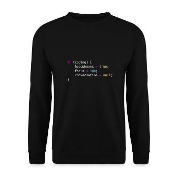 Funny gift for Programmer Headphones while Coding - Unisex Sweatshirt - black - Front - Alina (178cm) & Michal (187cm)