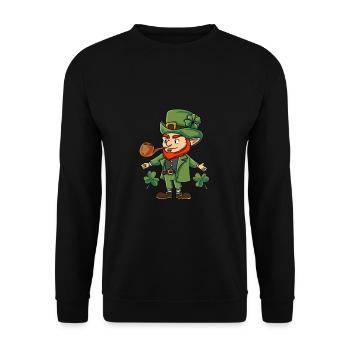 Leprechaun Kobold Irland - Unisex Pullover - Schwarz - Vorne - Alina (178cm) & Michal (187cm)