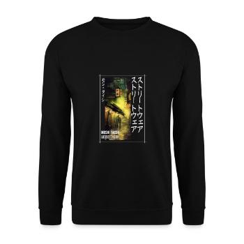 Japanisch Streetwear Aesthetic - Unisex Pullover - Schwarz - Vorne - Alina (178cm) & Michal (187cm)