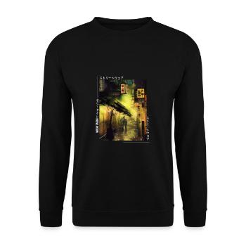 Japanisch Streetwear Aesthetic - Unisex Pullover - Schwarz - Vorne - Alina (178cm) & Michal (187cm)