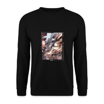 Japanisch Streetwear Aesthetic - Unisex Pullover - Schwarz - Vorne - Alina (178cm) & Michal (187cm)
