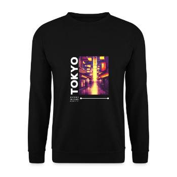 Japanisch Streetwear Aesthetic - Unisex Pullover - Schwarz - Vorne - Alina (178cm) & Michal (187cm)