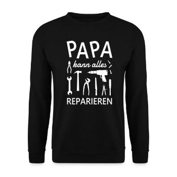 Papa kann alles reparieren Werkzeug Heimwerker - Unisex Pullover - Schwarz - Vorne - Alina (178cm) & Michal (187cm)