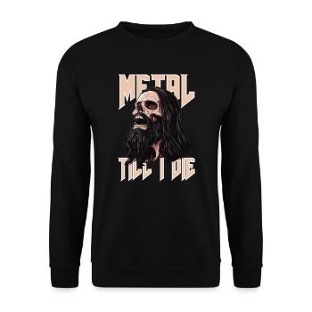 Metal till I die Rocker Metal Merch - Unisex Pullover - Schwarz - Vorne - Alina (178cm) & Michal (187cm)