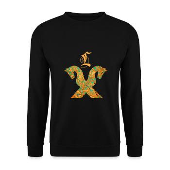 pferdegiebel e 95 l - Unisex Pullover - Schwarz - Vorne - Alina (178cm) & Michal (187cm)