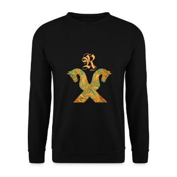pferdegiebel e 95 r - Unisex Pullover - Schwarz - Vorne - Alina (178cm) & Michal (187cm)