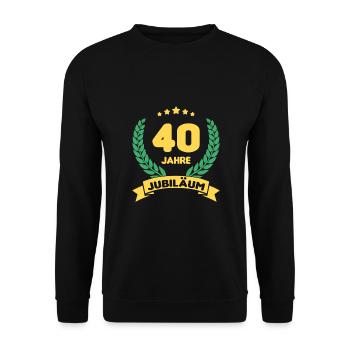40 Jahre Jubiläum - Unisex Pullover - Schwarz - Vorne - Alina (178cm) & Michal (187cm)