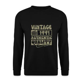 Authentic 1991 Millésime 1991 - Vintage 1991 Rétro - Sweat-shirt Unisexe - noir - Devant - Alina (178cm) & Michal (187cm)