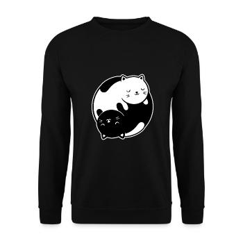 Yin- und Yang-Kätzchen - Unisex Pullover - Schwarz - Vorne - Alina (178cm) & Michal (187cm)