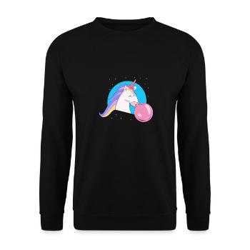 Unicorn with bubble gum bubble - Unisex Sweatshirt - black - Front - Alina (178cm) & Michal (187cm)