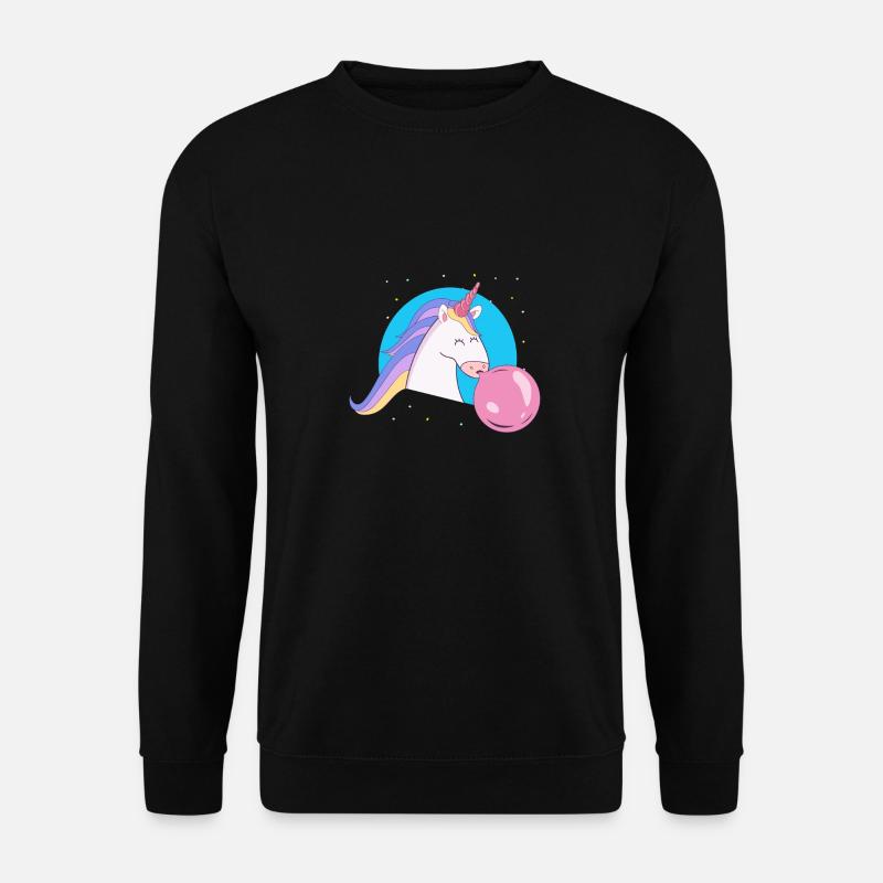 Einhorn mit Kaugummiblase - Unisex Pullover - Schwarz