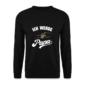 Ich werde Papa Vater Väter Vatertag - Unisex Pullover - Schwarz - Vorne - Alina (178cm) & Michal (187cm)